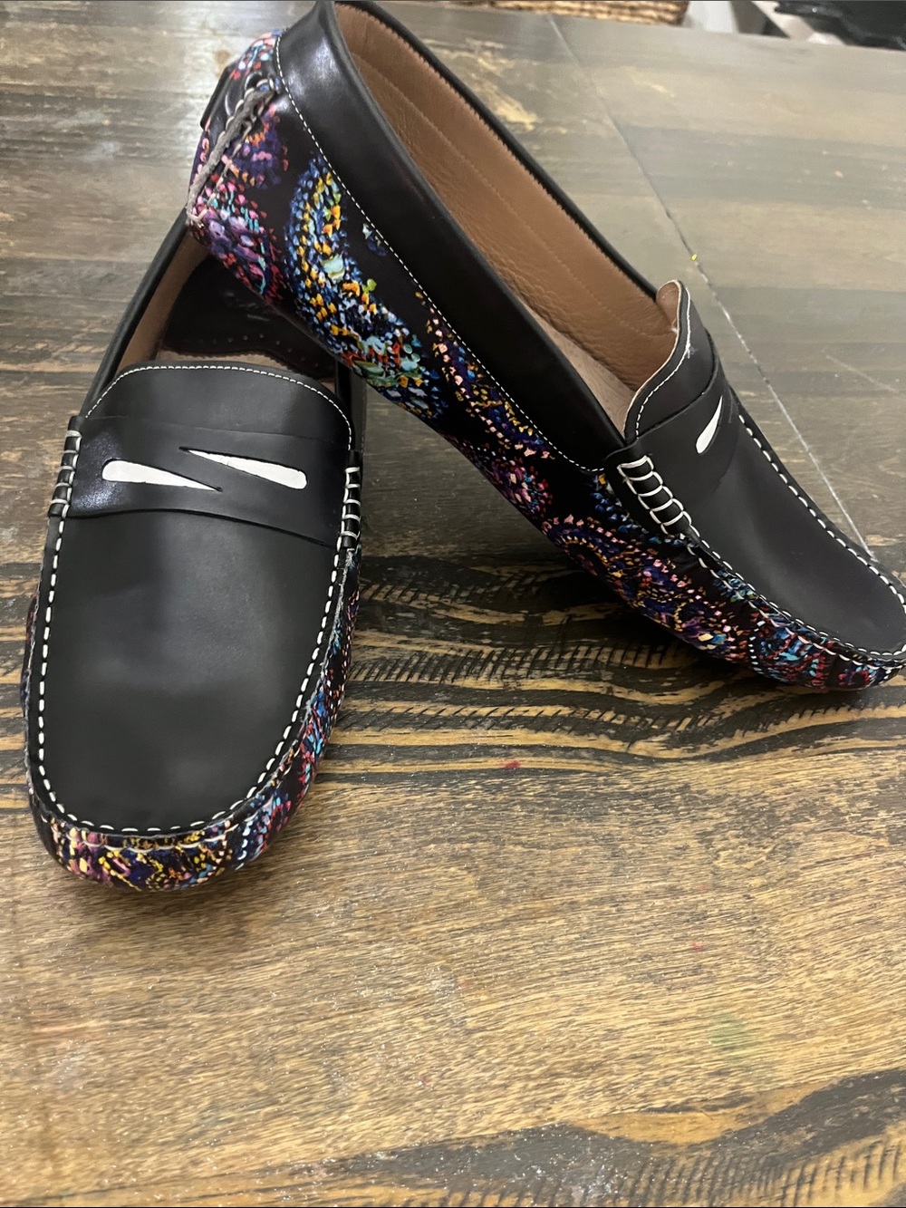 ROBERT GRAHAM FANTONI MENS DRIVING LOAFERS 14 PAISLEY MULTI-COLOR BLACK